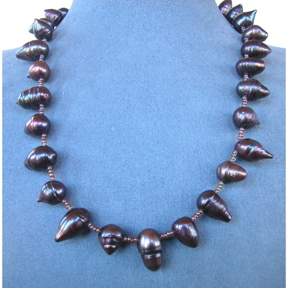 Brown Freshwater Pearl Shell Necklace W/ Toggle Clasp - Picture 1 of 4